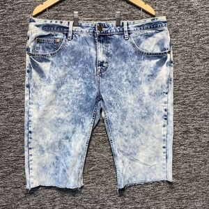 Grindhouse Denim Men 38 Cutoff Shorts Slim‎ Straight Acid Wash Jorts Raw Hem